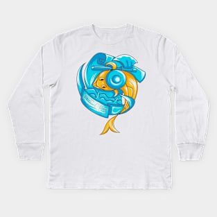 Zodiac Pisces Cartoon Cute Kids Long Sleeve T-Shirt